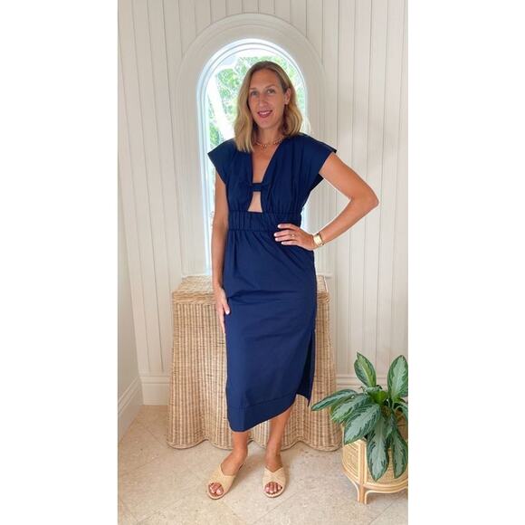 MISA‎ Los Angeles Claudine Dress Midnight Blue Poplin XS Casual Vacation - Picture 3 of 10